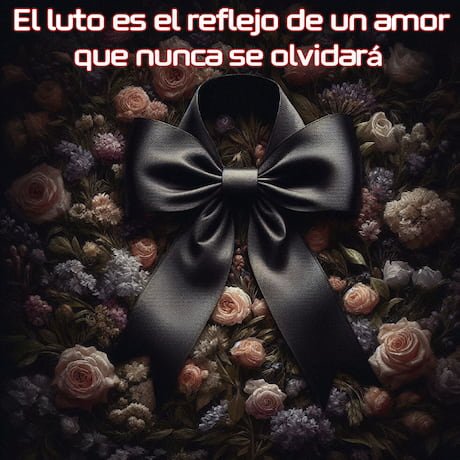 fotografía de moños de luto con una frase en la imagen que simboliza tristeza