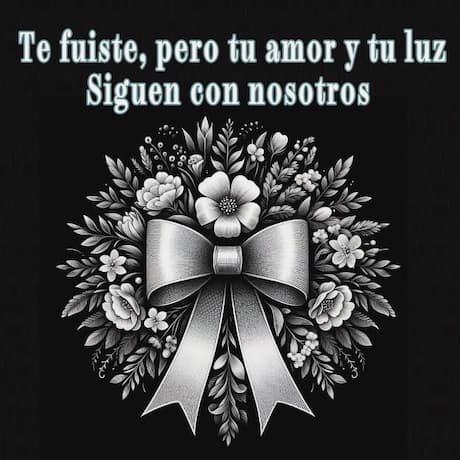 simbolo de Moño blanco de luto con flores y frase de duelo para whatsapp