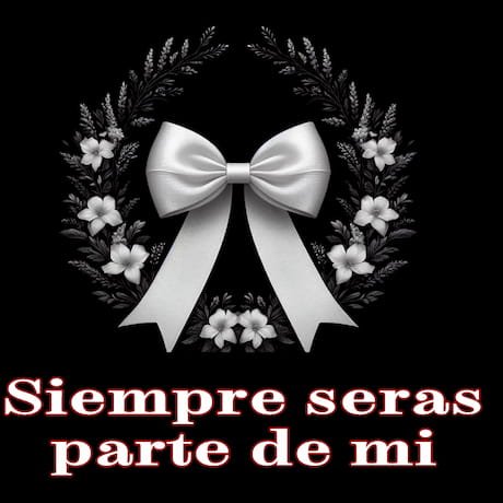 una imagen de moños de luto rodeado de flores ´para facebook o whatsapp